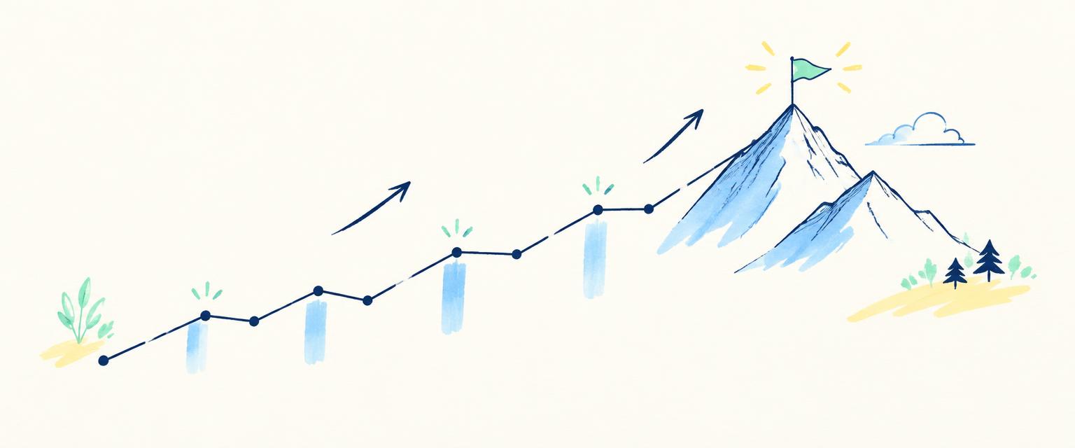 Hand-drawn growth path toward a summit
