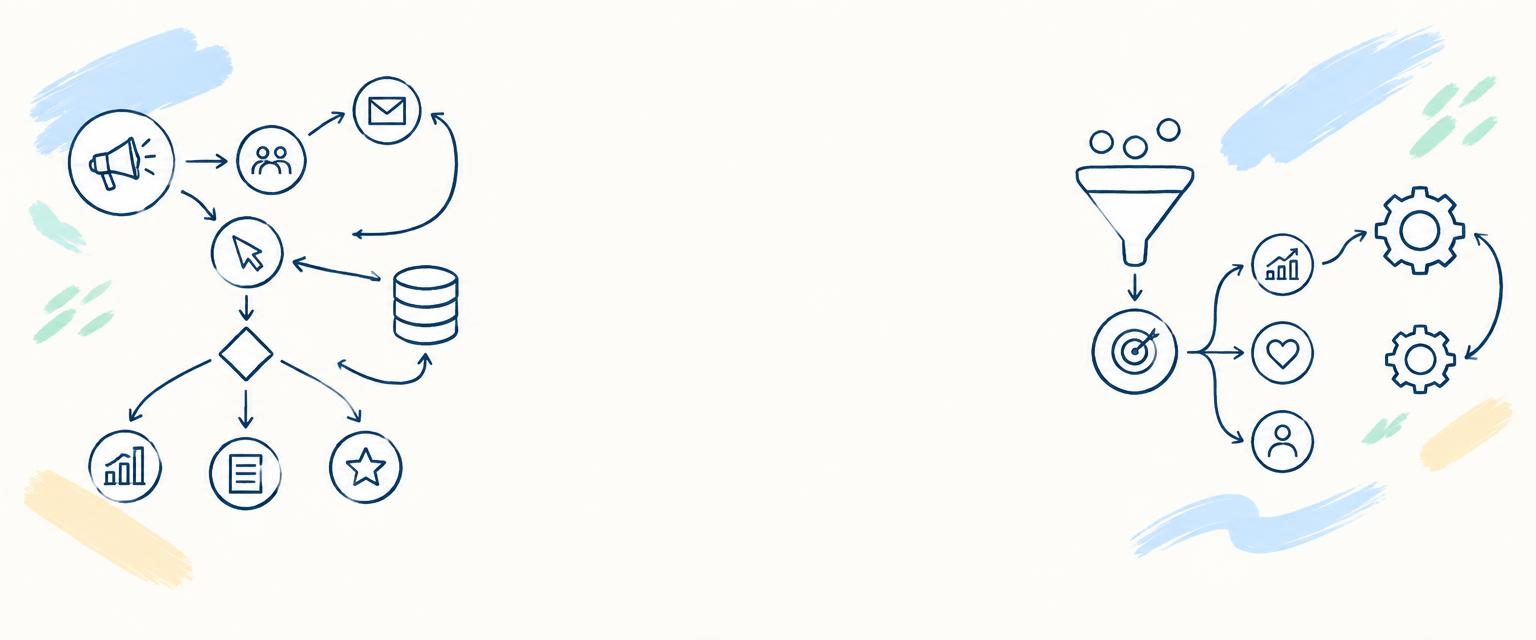 Hand-drawn marketing workflow and operations